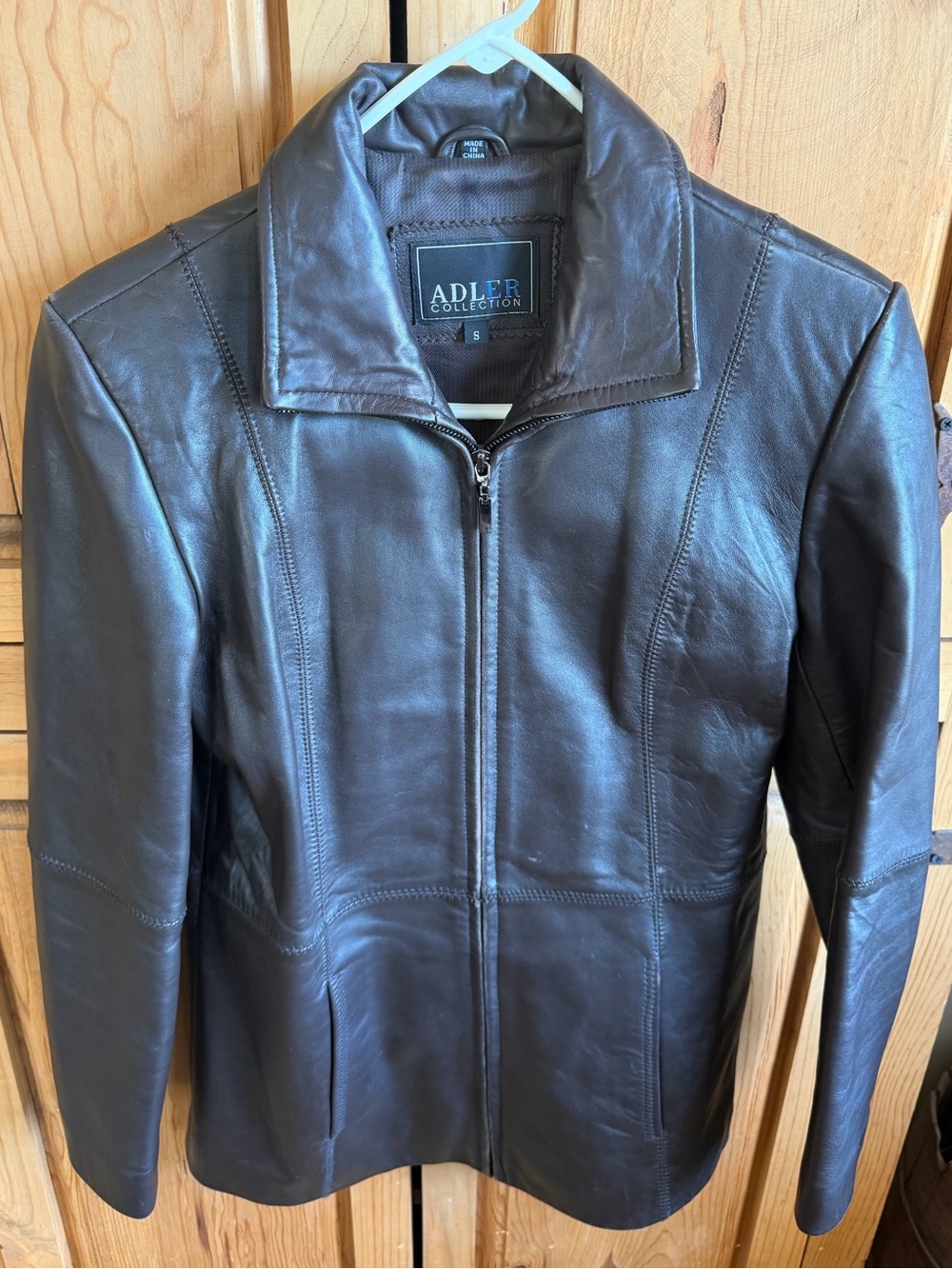 Women's Dark Brown Leather Zip Jacket